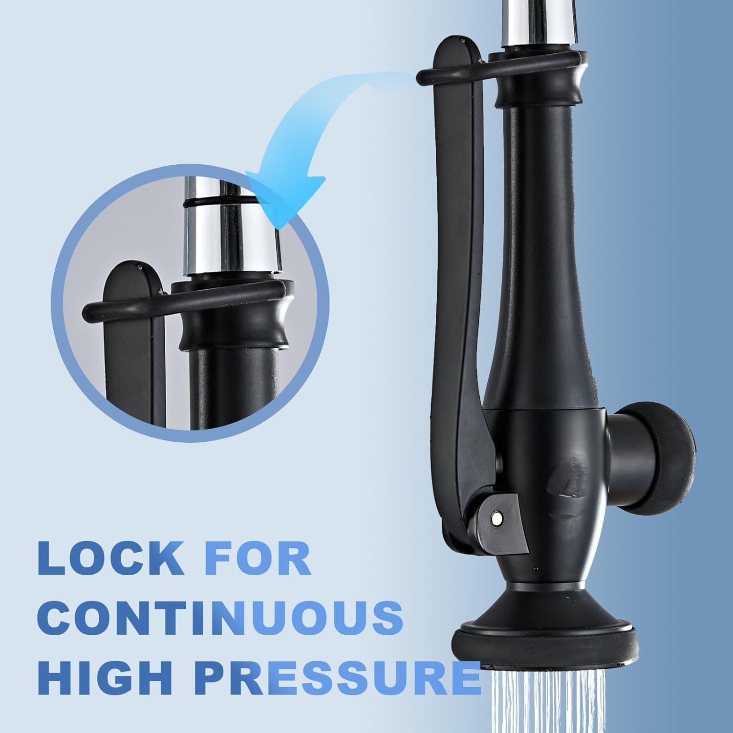 Pull Down Kitchen Faucet Replacement Head, Spray Head with Stream & Spray Functions, High-Pressure Anti-Clog Nozzle, Easy Install, Matte Black, Fits Most Kitchen Faucets