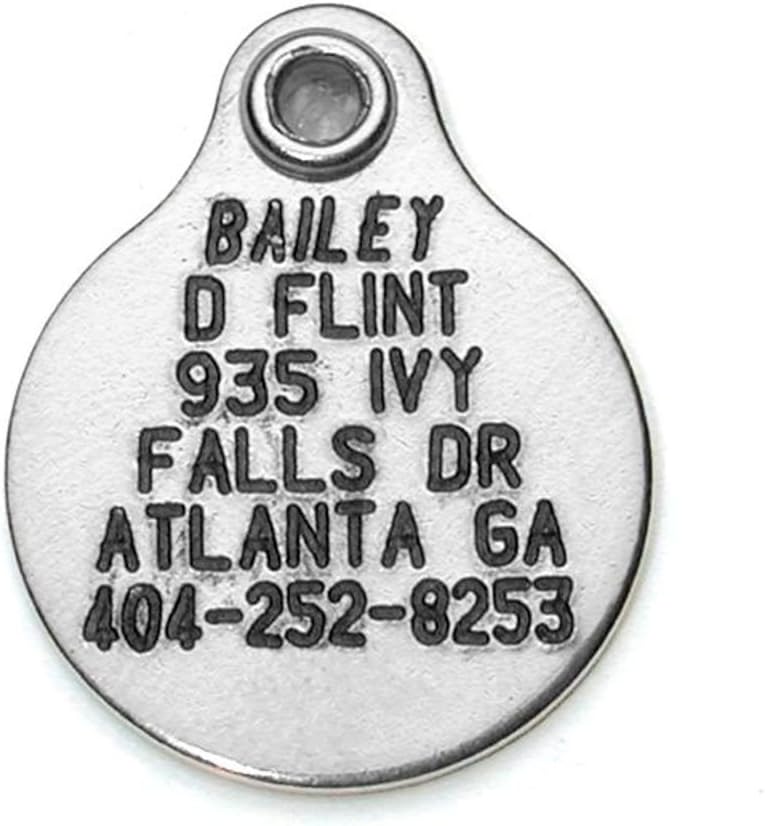 Round Shaped Dog Cat Pet ID Tag Custom Engraved Stainless Steel 3 Sizes to Choose from (Message Seller with Engraving Information)
