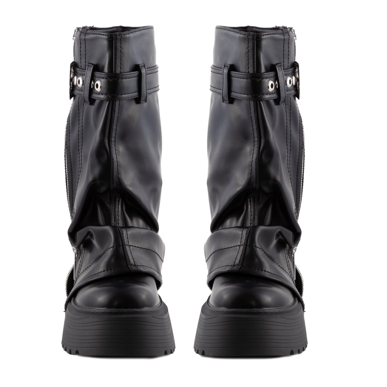 Toocool Stivali stivaletti da donna biker anfibi motociclista zip K-17