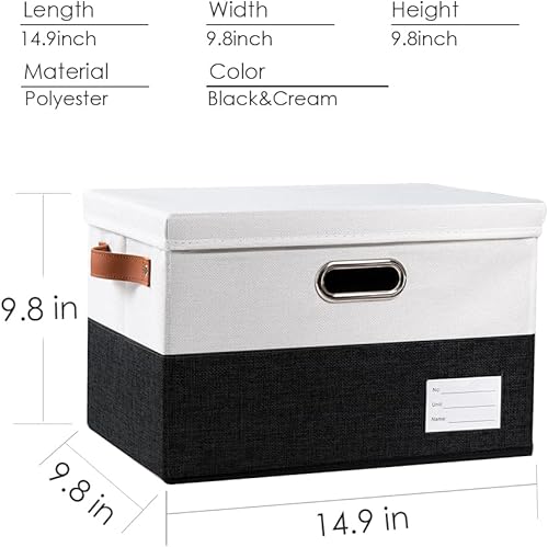 Miniatura 150 de PRANDOM Contenedor de almacenamiento plegable con tapa, caja de almacenamiento plegable de tela, cesta organizadora con tapa, para el hogar, Beige