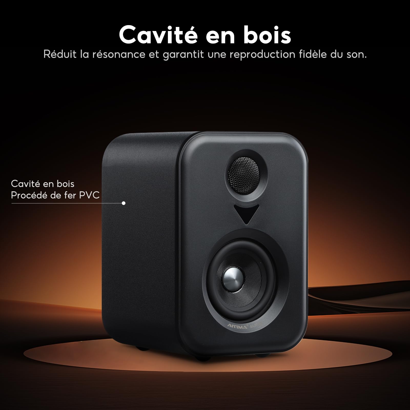 AIYIMA S400 Enceintes Bibliothèque Actives Hi-FI 2.0 Bluetooth 80 W RMS | Bluetooth 5.3, Optique, USB, RCA, Sortie caisson, Graves/Aigus réglables, TV, PC, Home Cinéma
