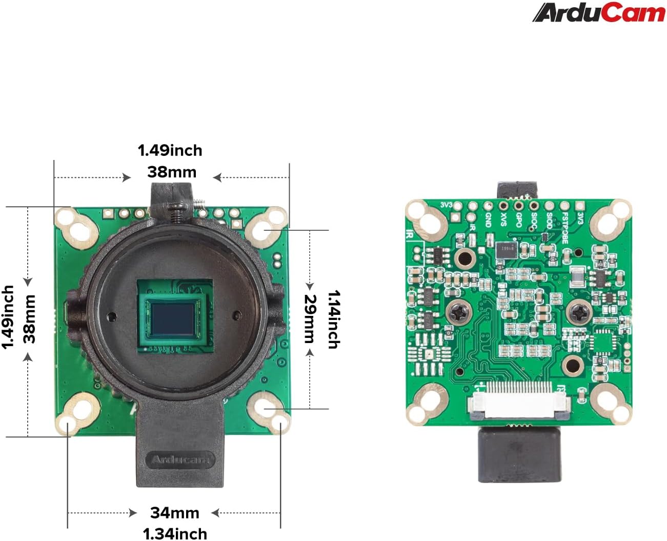 Arducam for Raspberry Pi HQ Camera Module,12.3MP IMX477 Raspberry Pi Camera for Raspberry Pi5/4B/3B+/Zero 2W, Comes with C-CS Adapter and Tripod Mount