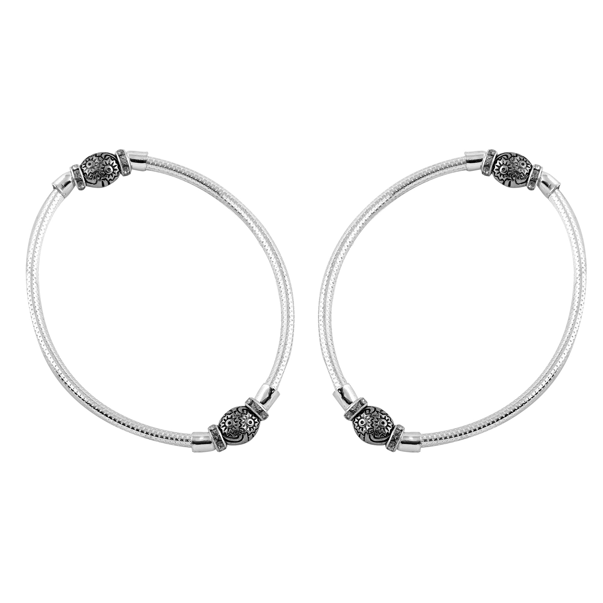 gehena by estele Stylish Stretchable Anklets for Women |Rhodium Plated Payal Set with Designer Floral Beads |Lightweight Jewlery – OSSP-0417-OXIR ANKLET-picture-32