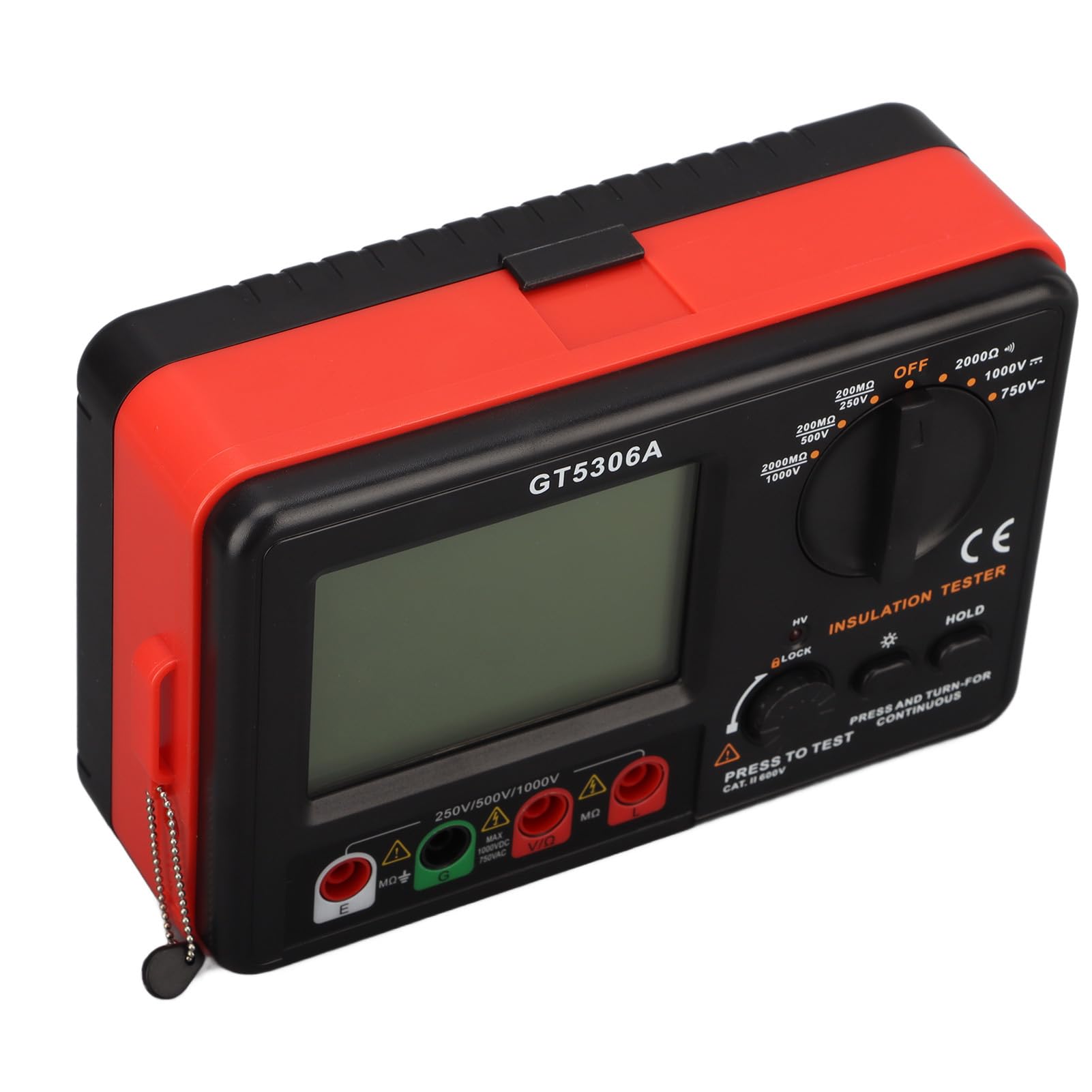 Megohmmeter Insulation Tester, Digital Insulation Tester Megohmmeter Multifunctional High Accuracy, Large LCD Backlit, Electriccircuittestingdevice