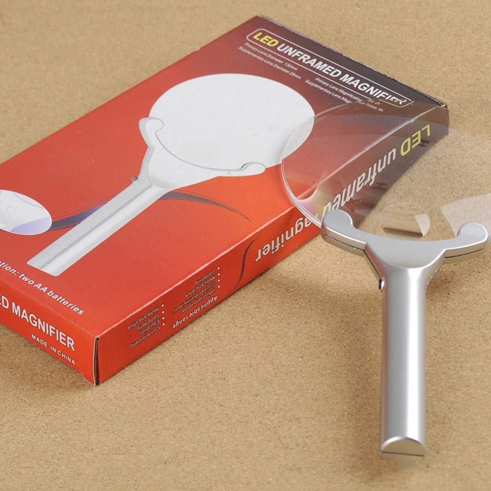 Lupas para Pasatiempos, Lupa de Lectura LED Lupa de Mano con luz LED con Lupa sin luz con Soporte de luz para Personas Mayores, Baja visión, Libros, páginas, revistas, Vision