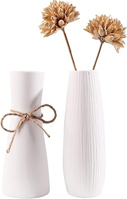 Kingbar Jarrón De Pampas Grass, Conjunto De Jarrones De Cerámica Jarrón Blanco Mate Jarrón Moderno Jarrón Blanco Jarrón Redondo Jarrón Abstracto Decoración De Oficina Familiar, A