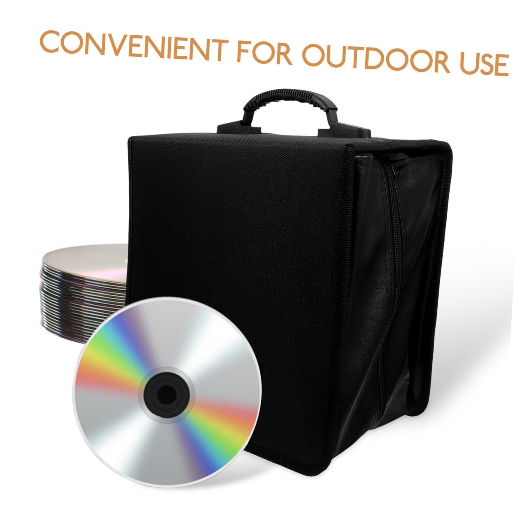 TOPBATHY Custodia per Cd in Pelle Pu da 500 Capacità Porta Maniglia Nera