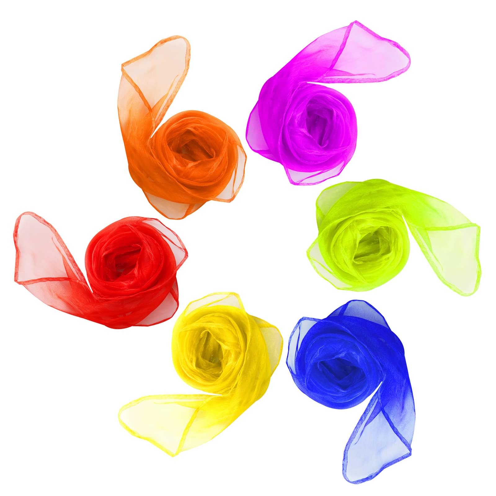 FITFIX® Juggling Scarves for Kids – 6 Pcs Multicolour Square Dance Scarves 45 x 45 cm | Soft Lightweight Magic Trick & Music Movement Scarf Props for Kids, Kindergarten, Dance & Learning Activities-image-14