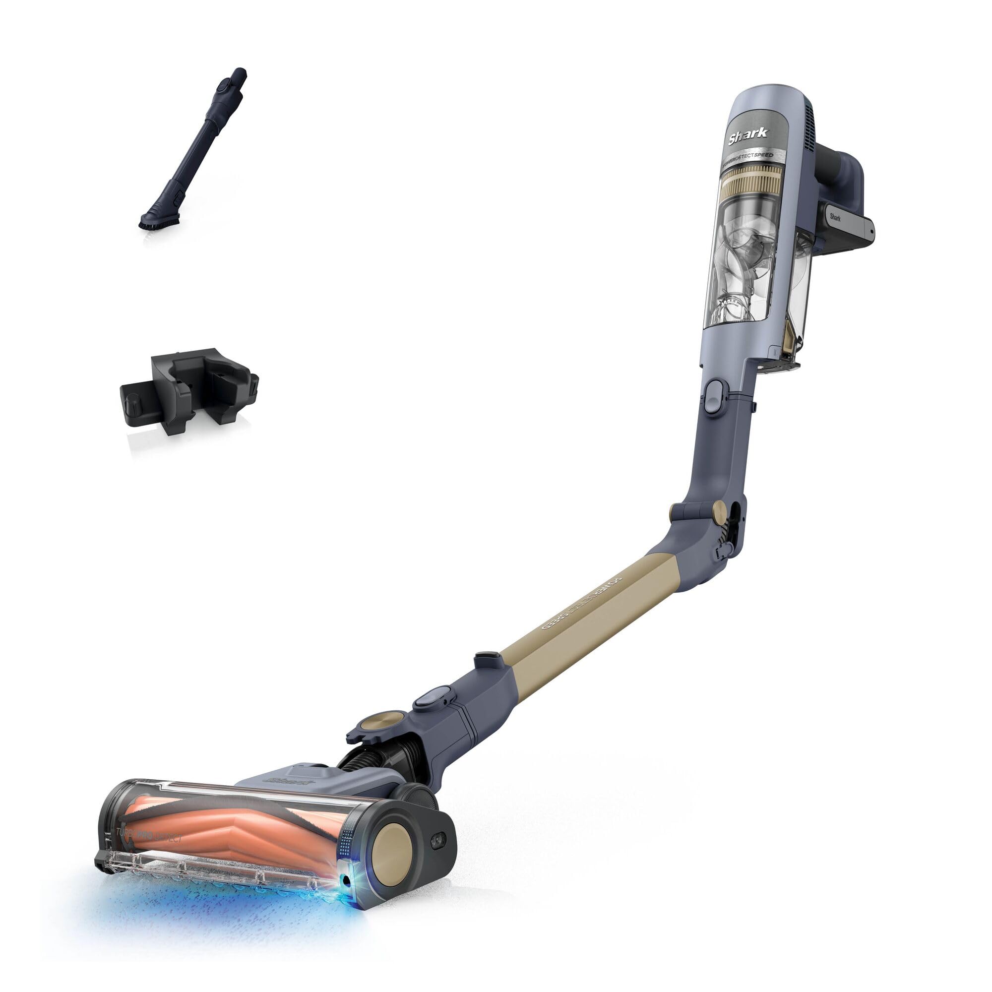Shark PowerDetect Speed Akku-Staubsauger, Reverse Clean, Anti-Allergen-HEPA-Filtration, bis zu 60 Minuten Laufzeit, inklusive Wandhalterung und Fugendüse, Purple IA1243EUPU