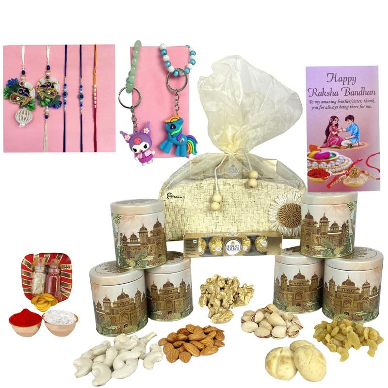 Image of NUTRI MIRACLE Rakhi Nut and Chocolate Assortment for Family Sharing | Corporate Gifting Box with Nut Mix and Chocolates