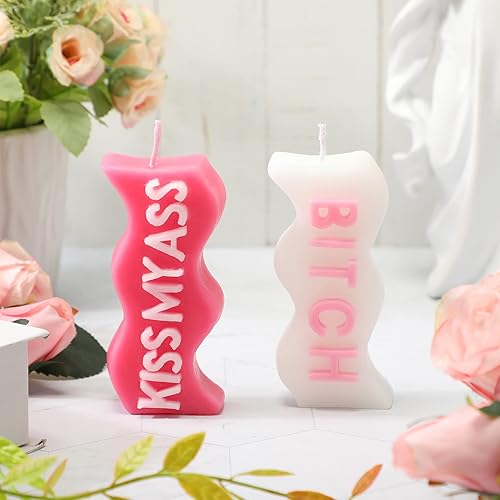 Miniatura 3 de Coume 2 velas estéticas de atmósfera, velas onduladas, con forma divertida, cera de soja, perfumada, regalo divertido para oficina, cumpleaños,