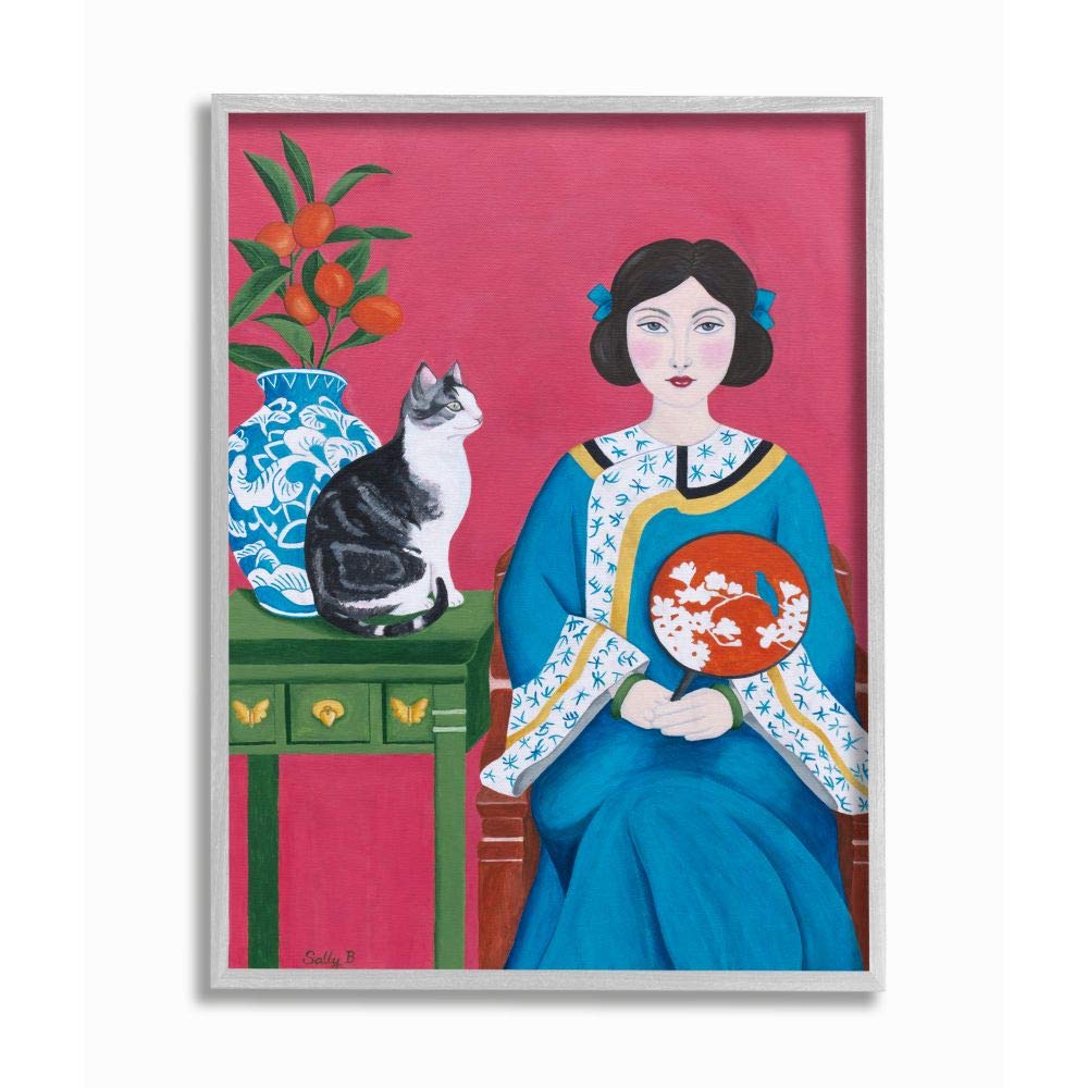 絵画 インテリア 額付(青緑＋金色の枠) 油絵 F4-072719 猫と