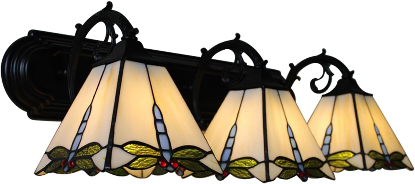 TFCFL Tiffany Style Wall Sconce, 3Light Victorian Vanity Light