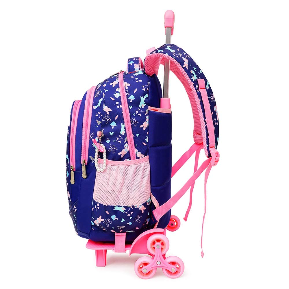 Zaino per bambini Trolley Bag ， Borse per libri scolastici per ragazze e ragazzi, Zaino per bambini Zaino con ruote con sei ruote Glow (Color : Blue)