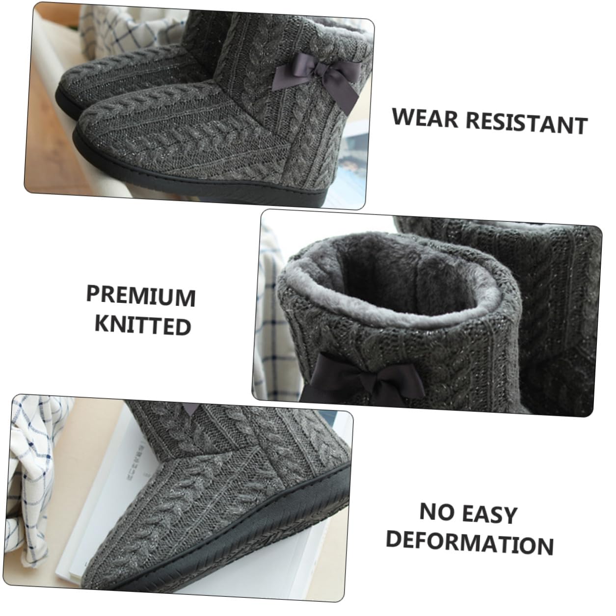 VILLCASE Botas de Casa Mujer Invierno, Zapatillas Antideslizantes