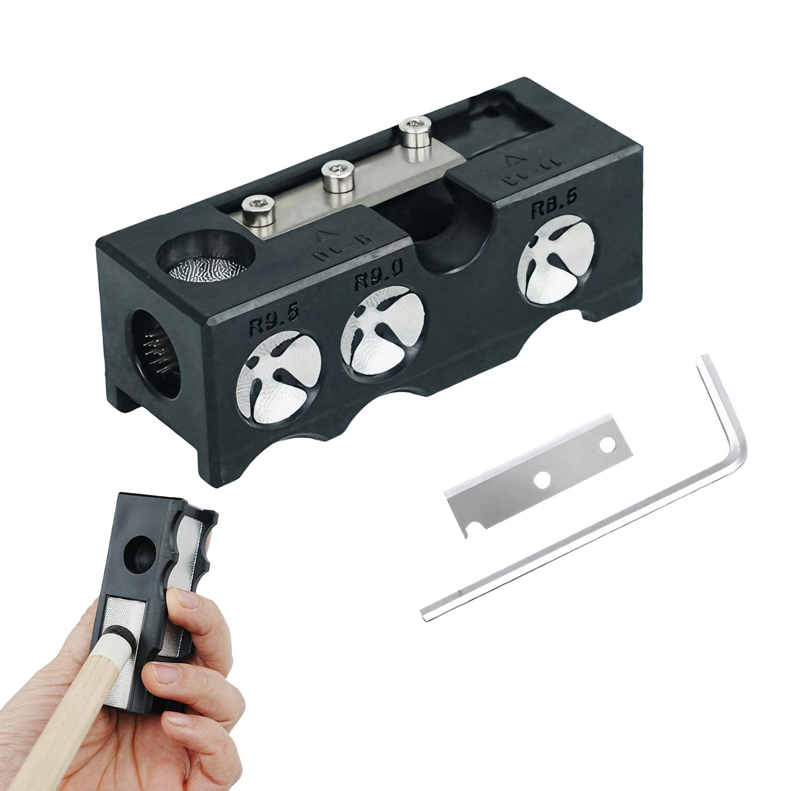 FENGfxcgs 11 in 1 Multifunctional Snooker Tips Tool, Cue Tip Shaper with U Grinder and Needle Club Tips Replacement Kit Pool Cue Repair Tools for Billiard Club Tip Shaping and Polishing