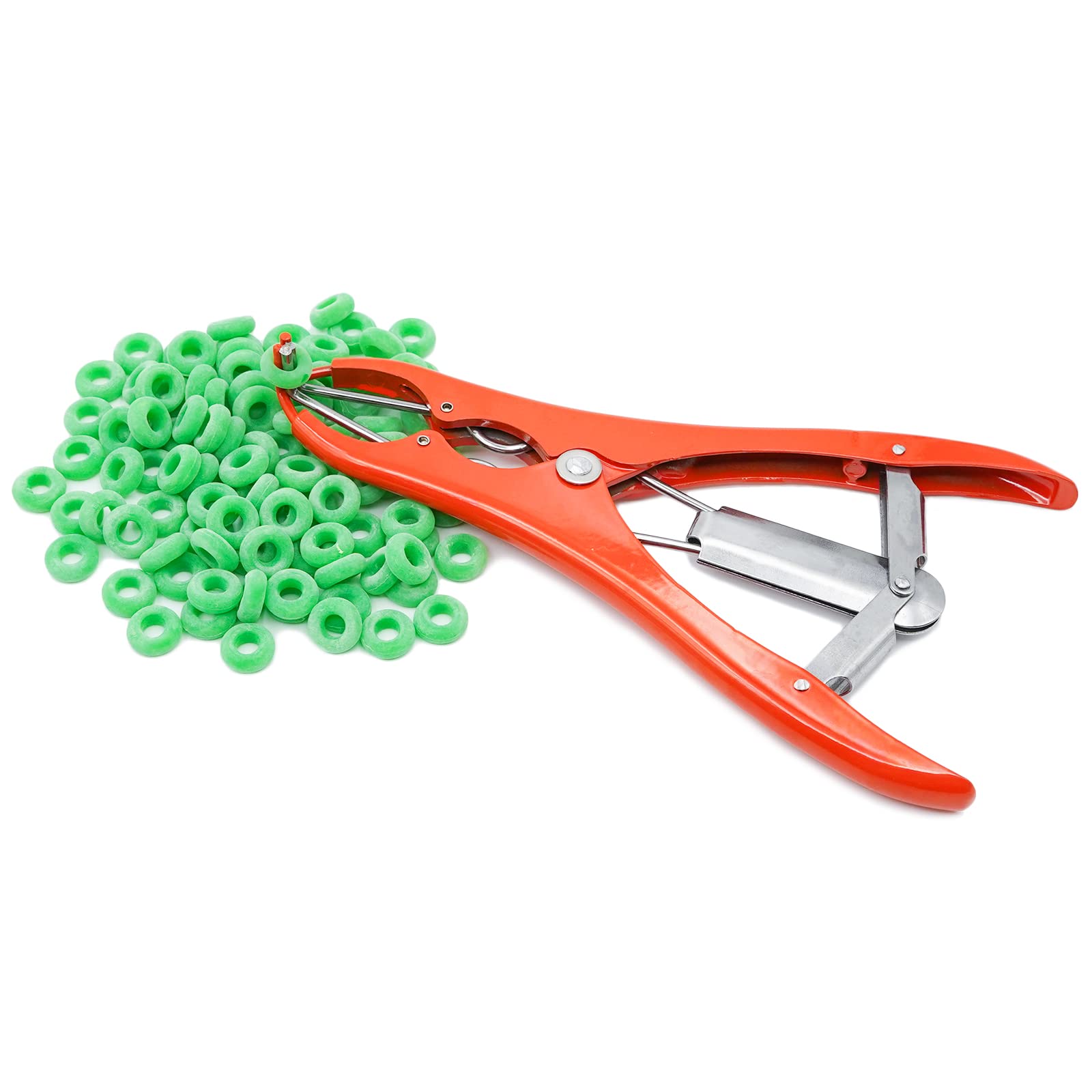 Pinza Per Castrazione Ovini, Dilatatore a Palloncino Pinza Per Castrazione In Acciaio Inox con 100 Anelli di Gomma Per Bovini, Ovini e Suini (Colori Casuali)