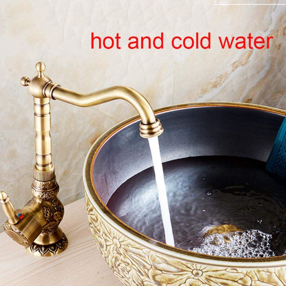 Jingyi Waschtischarmatur Antik Gold – Aus Messing Für Hotel & Privatbad | Heiß/Kaltwasser