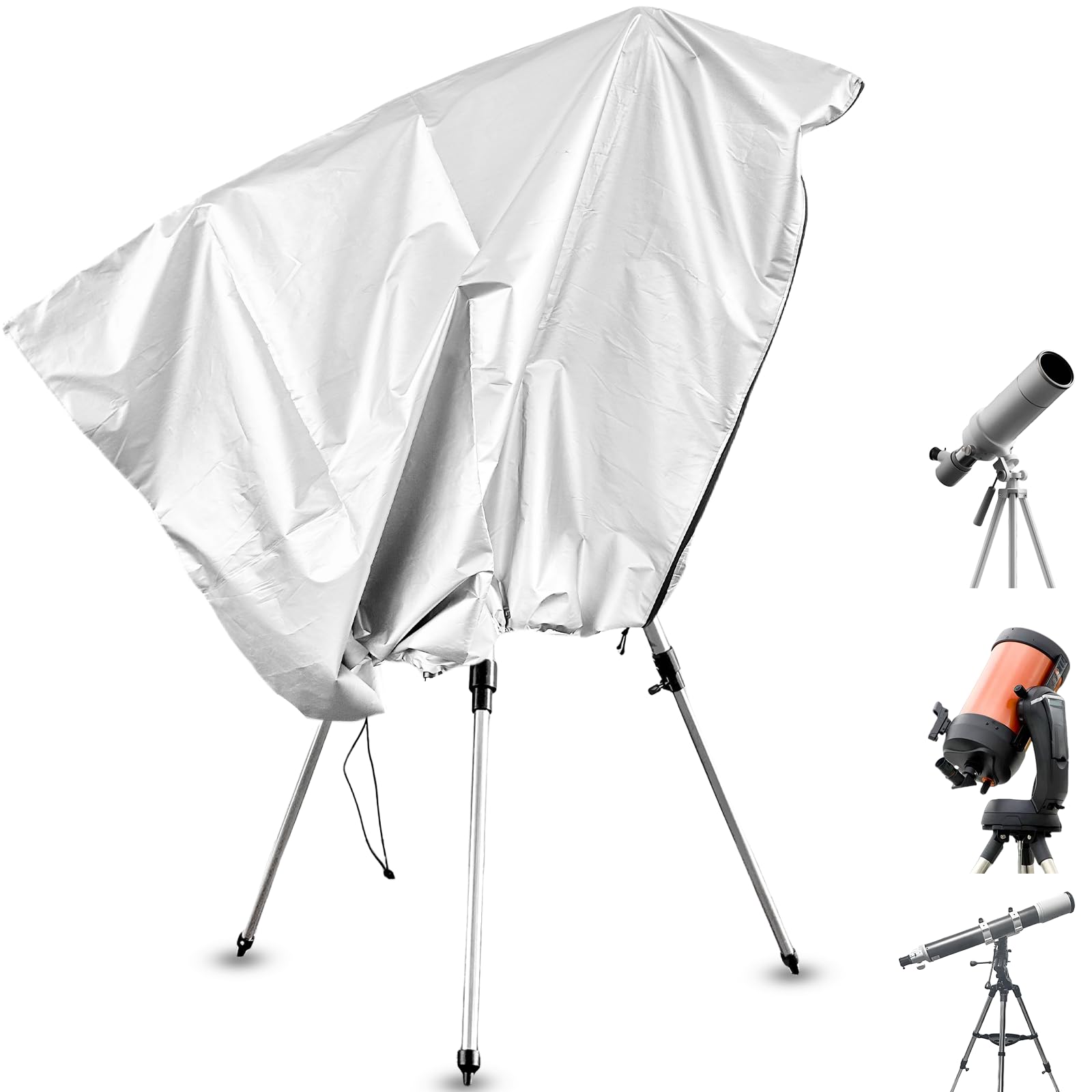 Housse de télescope avec cordon de serrage réglable étanche pour extérieur et intérieur, 150 x 85 cm