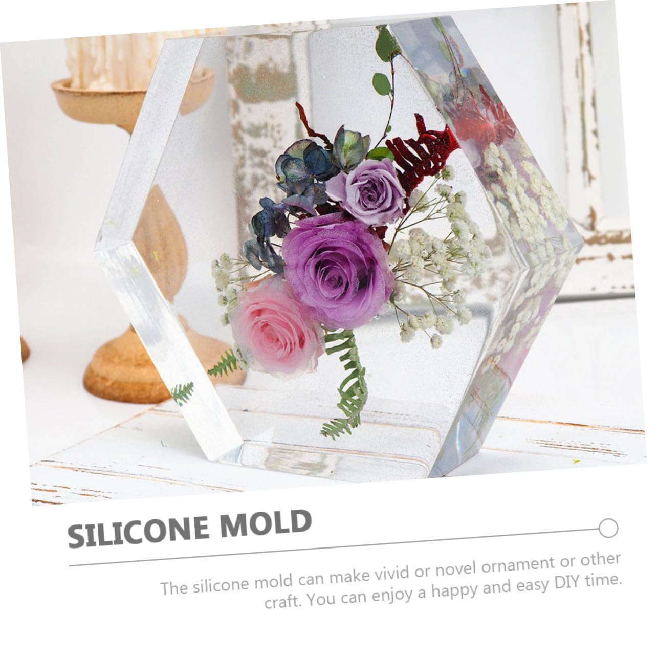 NOLITOY 3 Stück 3 teiliges Silikon Formset für Resin Gießen Flexible DIY Epoxidharz Formen in Herz Sechseck und Viereck Langlebige Bastel Schablonen für Desktop Deko und kreative