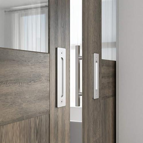 Miniatura 5 de SMARTSTANDARD Juego de 2 manijas de puerta corrediza de granero de 12 pulgadas, acero inoxidable, diseño rústico grande de dos lados, redondo