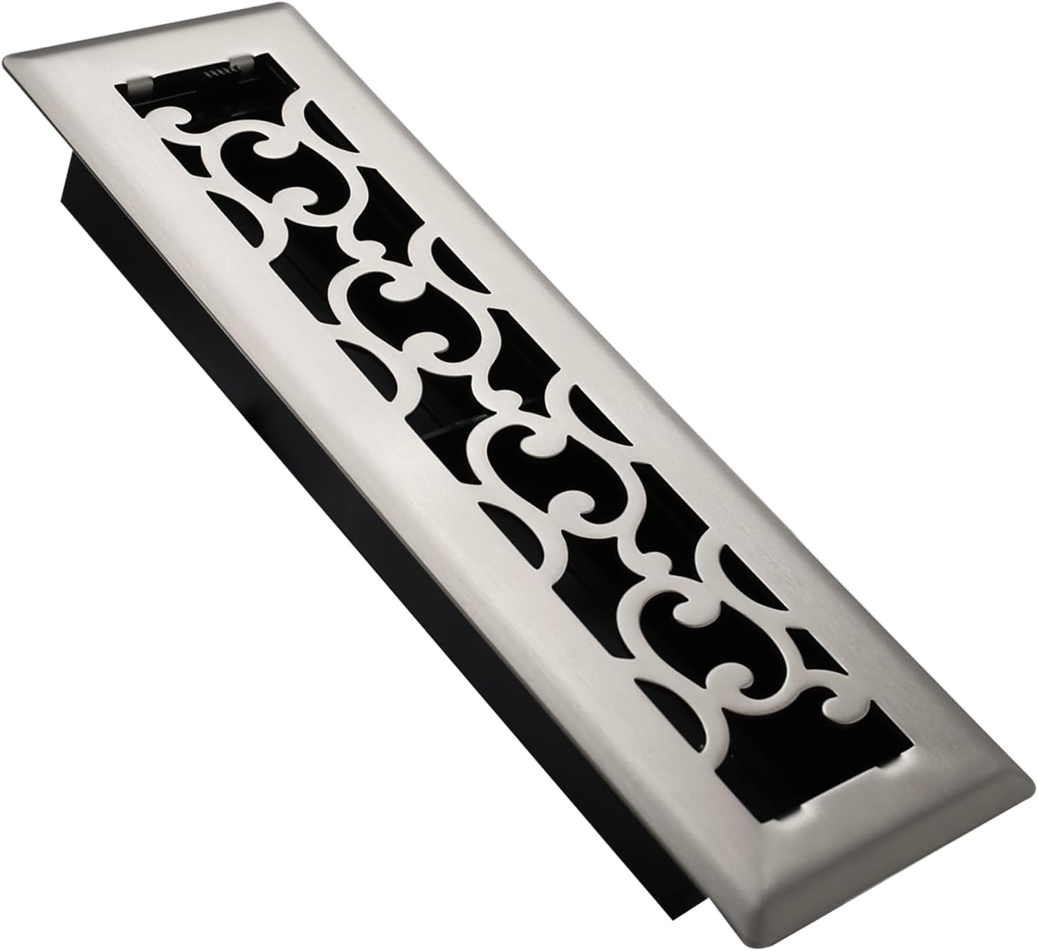 2 Pack Floor Register 4x12 Inches Heavy Duty Walkable Steel Floor Registers Adjustable Airflow Floor Vent Covers - Antique Brass Finish - Savannah Design - Air Vents Floor to Allow Walk