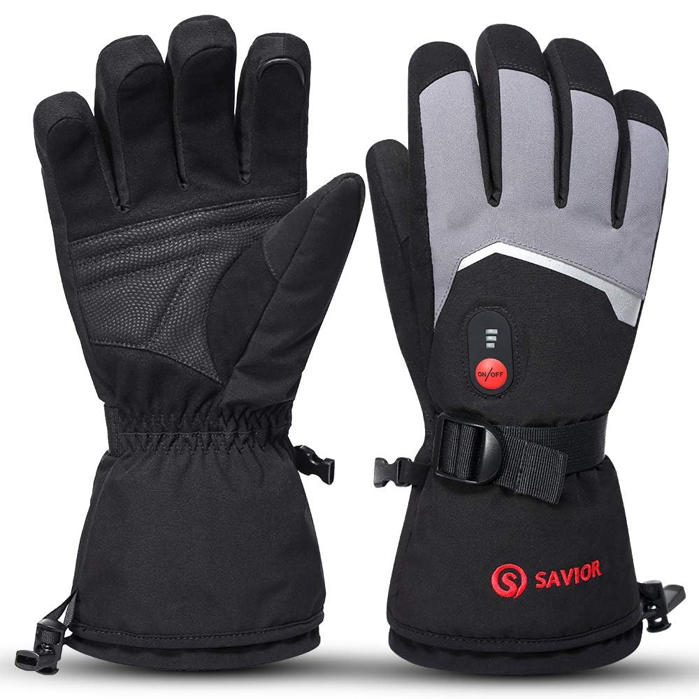 SAVIOR HEAT Rechargeable Heated Gloves with 3 Heating Levels - Electric Ski Gloves, Touchscreen, Waterproof for Men Women