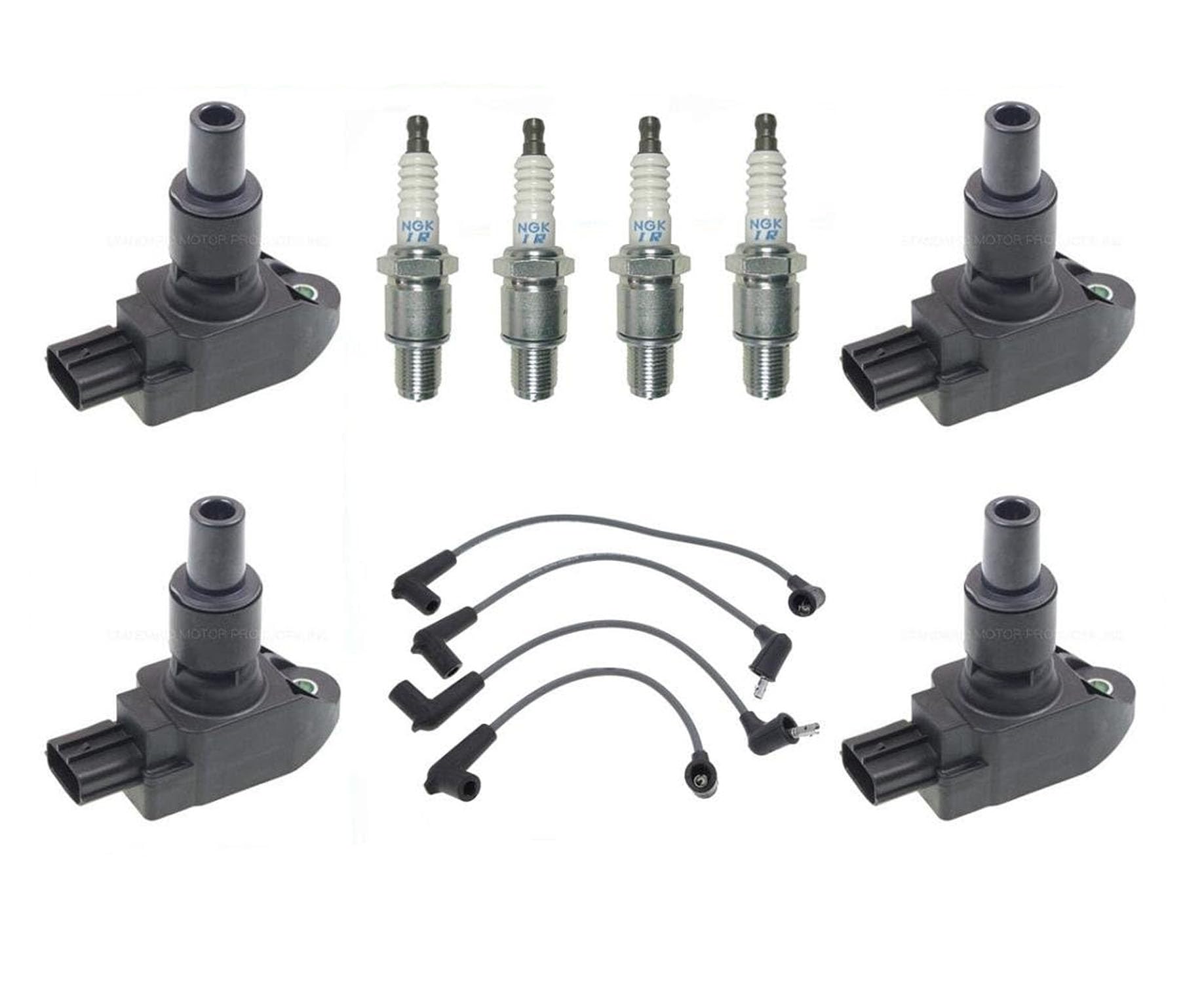 4 ACE Brand Ignition Coil Coils Pro Spark Plug Wires Ignition Wires Replacement Parts for Mazda RX-8 2004 2005 2006 2007 2008 2009 2010 2011 and Includes 4 NGK Spark Plugs