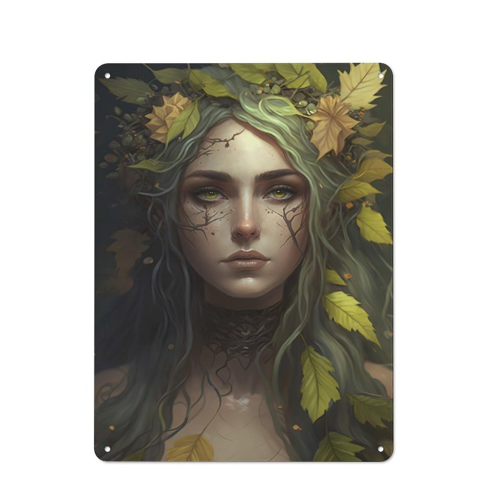 Forest Nymph Portrait Retro-style Tin Sign 40x30cm for Café Or Restaurant, for Cooler-season Styling in Café And Restaurant