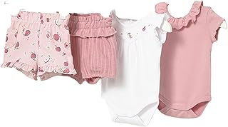 Conjunto Bebe Niña – Regalos originales para bebes recien nacidos – Set Primera Puesta 4 piezas – Dos camisetas manga cort...