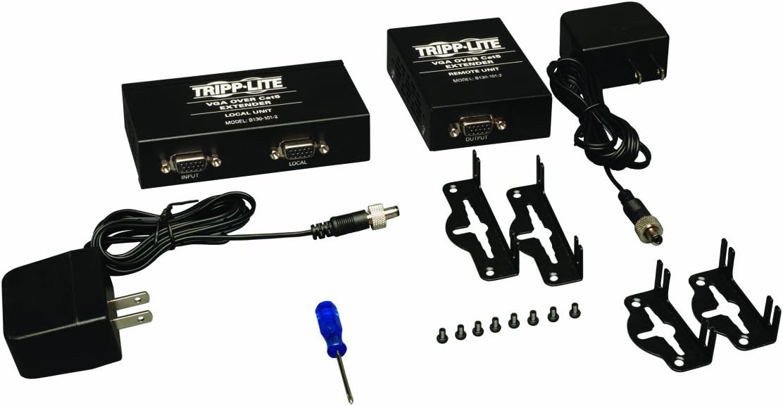 Tripp Lite VGA over Cat5 / Cat6 Extender, Transmitter and Receiver with EDID Copy, 1920x1440 at 60Hz(B130-101-2)