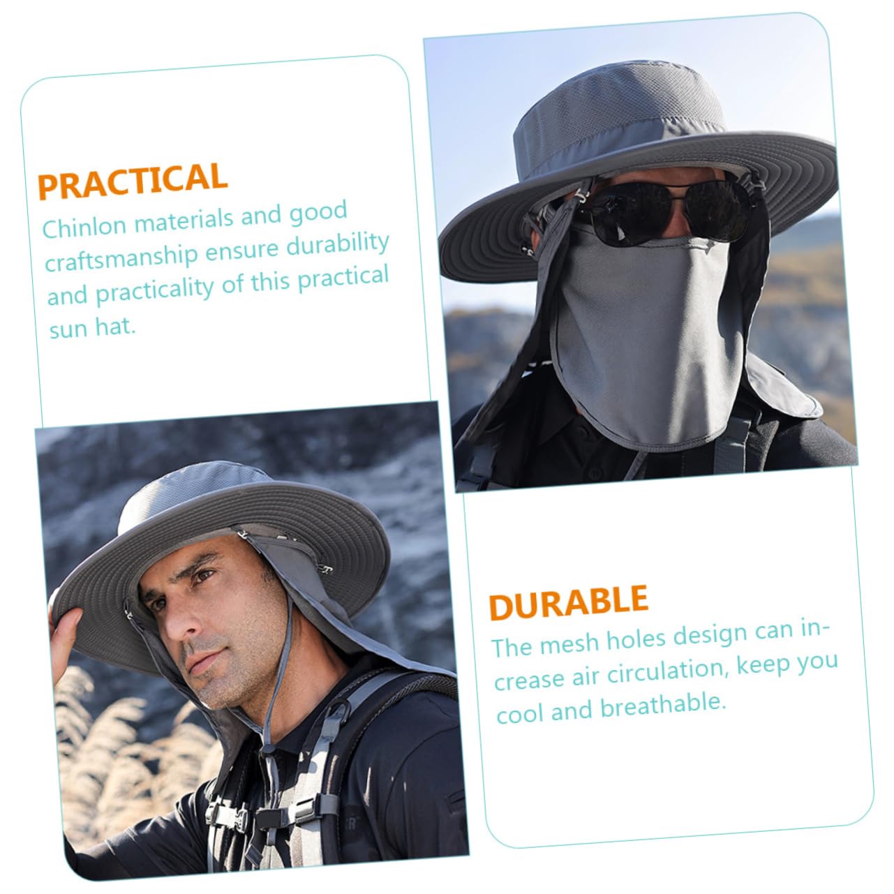 ifundom Cappello da Pesca con Protezione Solare Cappello per Gli Uomini Cappello da Pesca all'aperto Cappello da Sole all'aperto Cappello da Sole da Uomo Nylon Grey