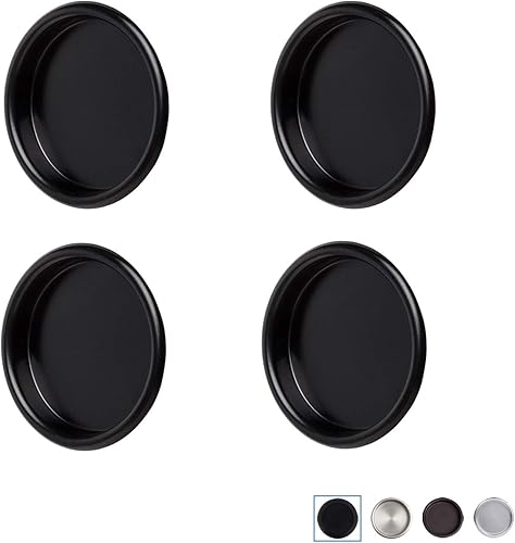 Paquete de 4 tiradores de dedo para puerta de armario de 2-18 pulgadas, herrajes negros para puerta corrediza de granero, manija redonda para puerta