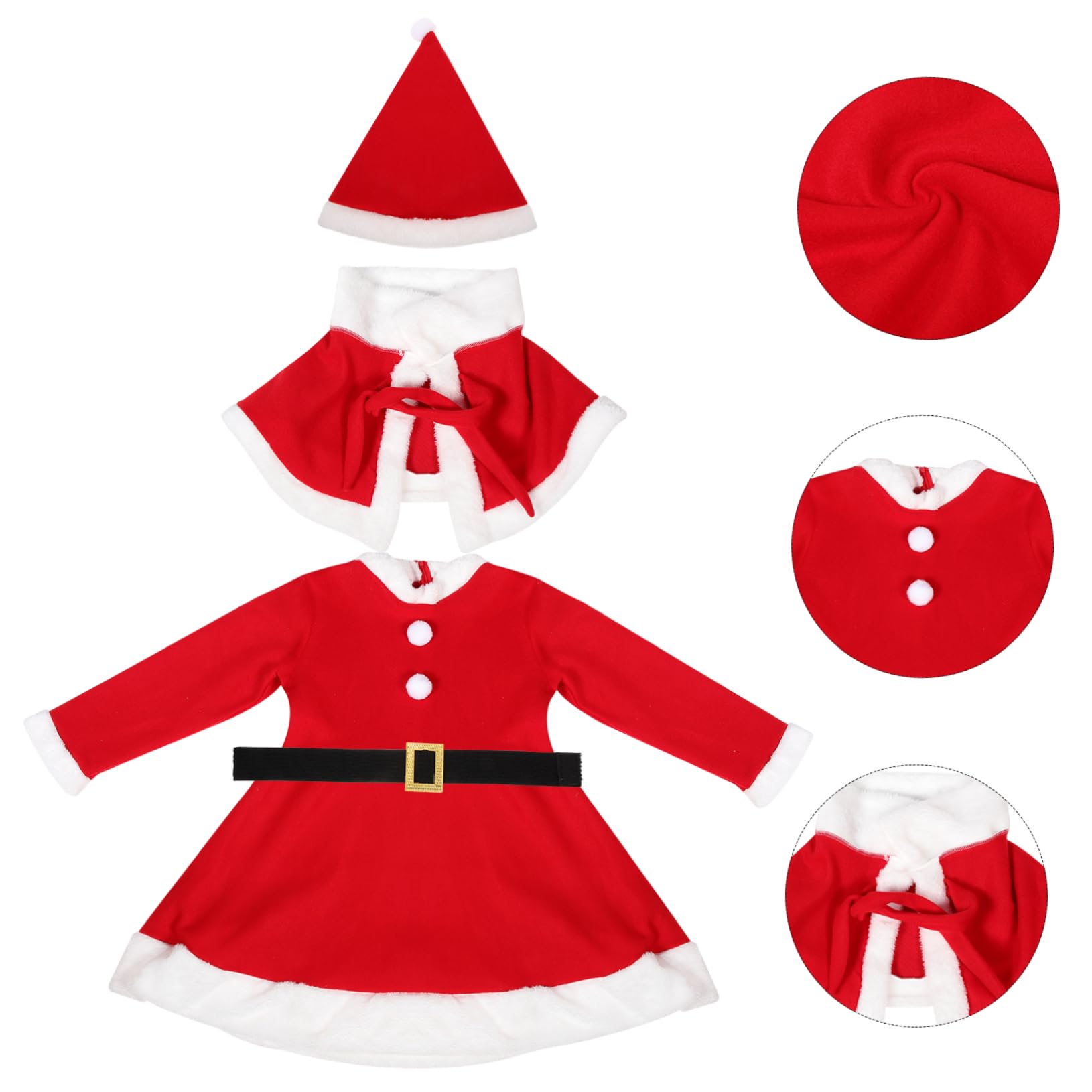 LIFKOME Costume di Natale per Ragazze con Abito Sciarpa e Cappello per Feste Natalizie Realizzato in Morbido Poliestere
