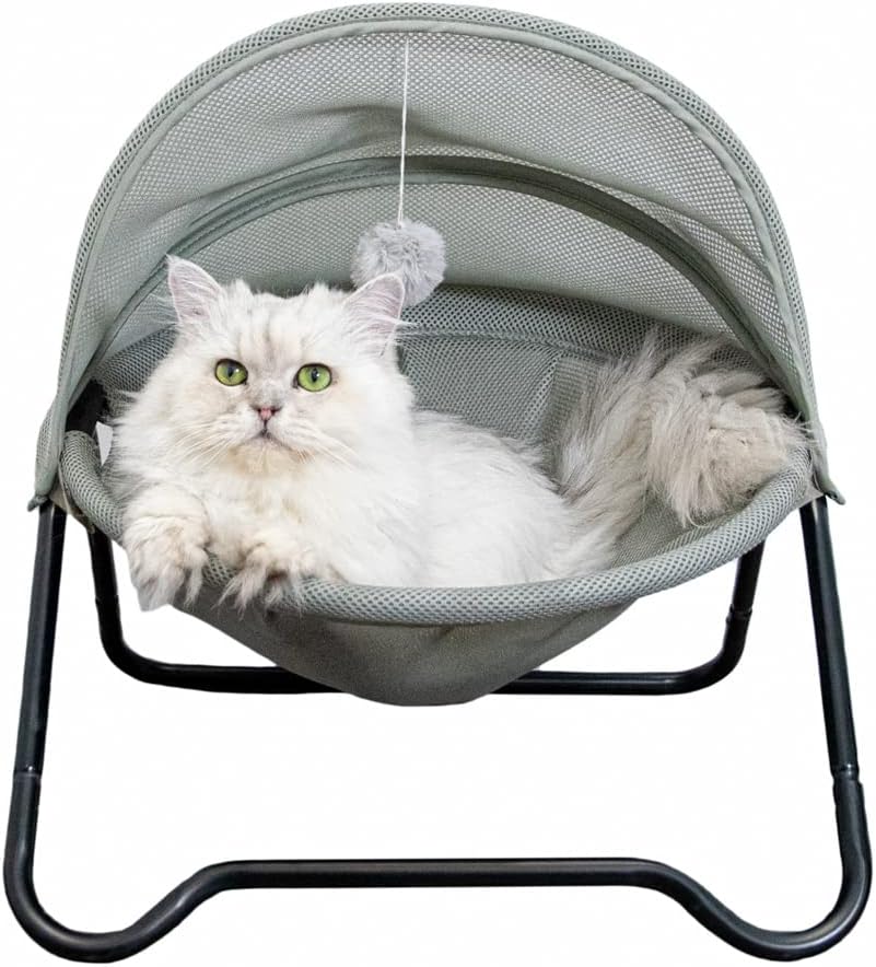 ROGSOUTH Elevated Cat Bed, Cat Hammock Bed, Comfortable and Breathable Elevated Pet Bed, Easy to Assemble, Cover Removable and Washable,…