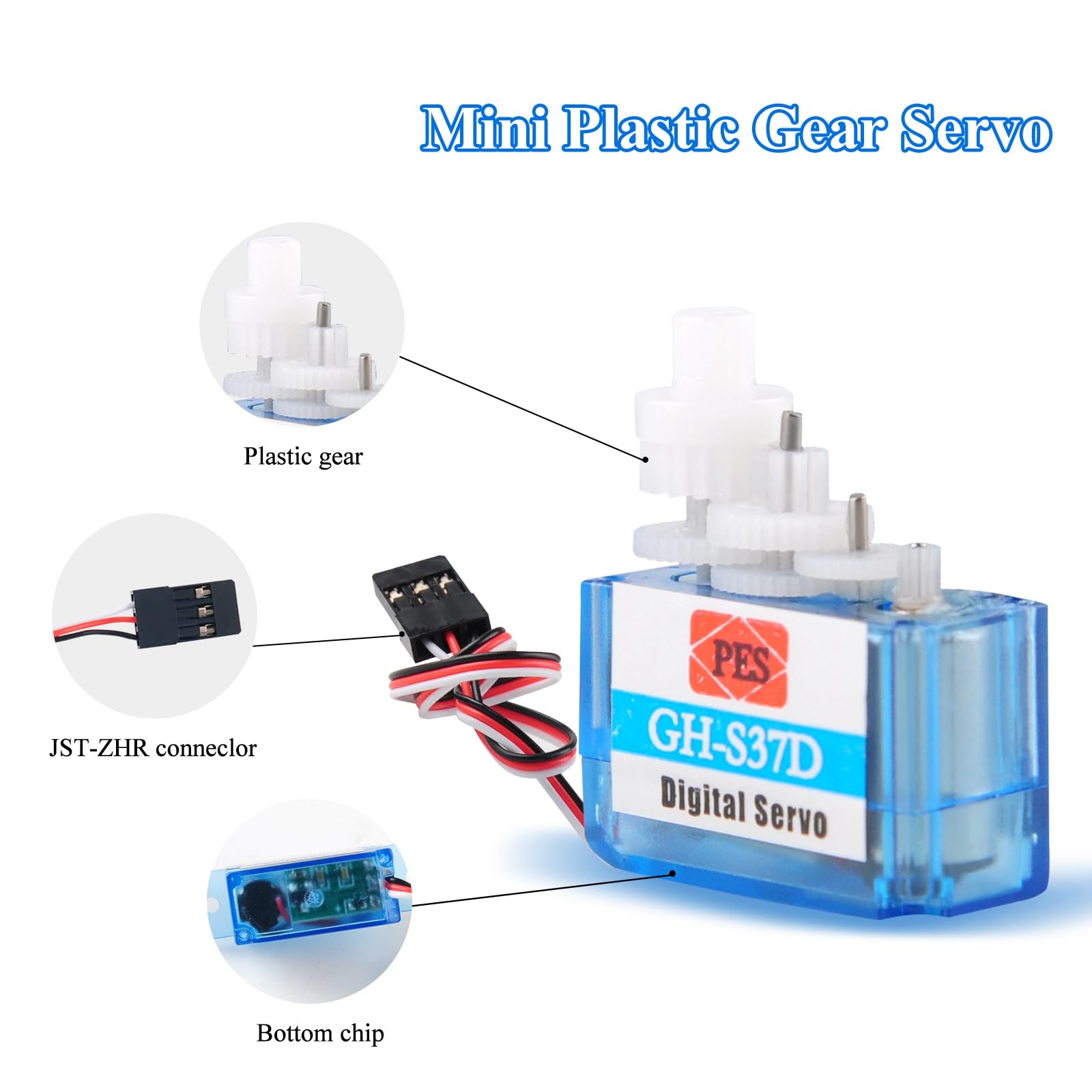 Micro Server GH-S37D Mini Servos Digitales Motor Sin Núcleo Servo para Control de Aviones Vuelo DIY Robo RC Coche Avión Helicóptero Aeromodelización 6PCS
