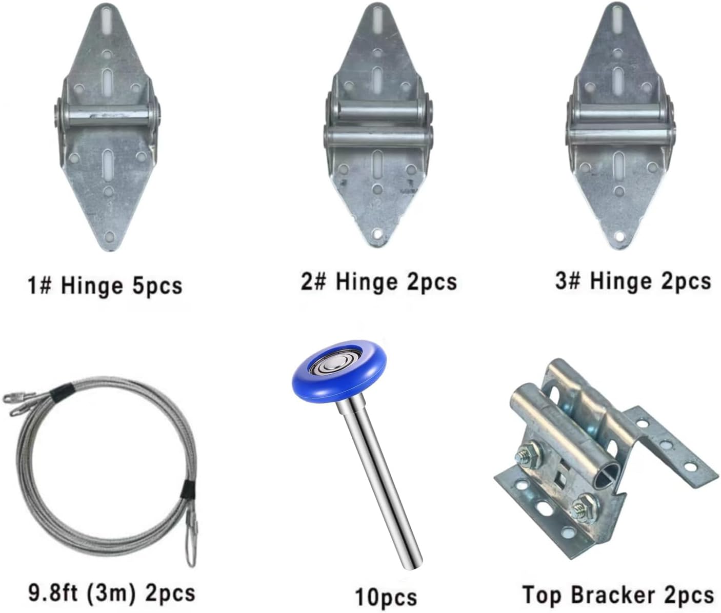 Garage Door Rollers Hinges Set Bracket Screw Wire Rope Replacement Parts Blue Nylon Garage Door Wheels Quiet High Load 6200RS Seal Roller Hardware Tune Up Kit for 16 x 7", 18 x 7" Door
