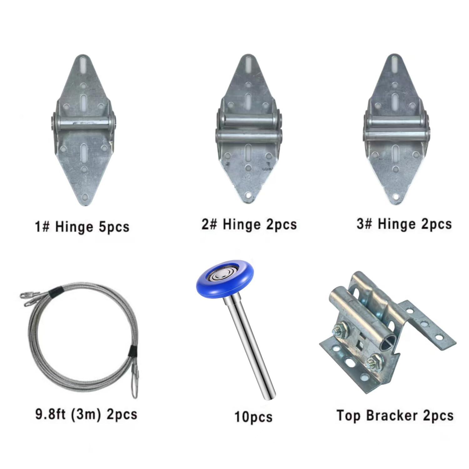 Linwnil Juego de bisagras de rodillos para puerta de garaje, soporte de tornillo, cuerda de alambre, piezas de repuesto de nailon azul, ruedas silenciosas de alta carga 6200RS para puertas de 40.6 x