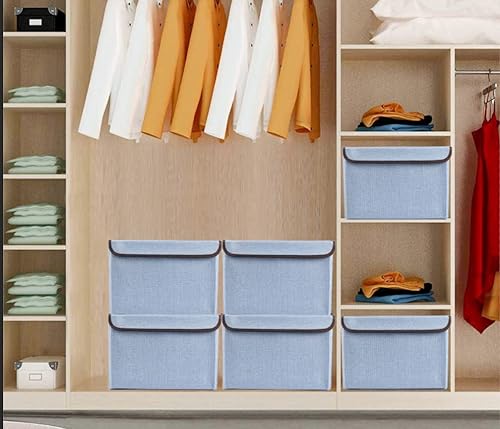 Miniatura 4 de Bagnizer Contenedores de almacenamiento plegables con tapas, cestas de almacenamiento decorativas, cajas de almacenamiento grandes para el hogar,