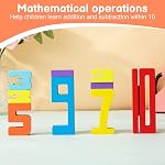 20 Pcs Wooden Number Blocks, Wooden Building Blocks with 15 Pcs Instruction Card, 1-10 Balance Number Block Toys for Kids Age 3+ Numbers Learning