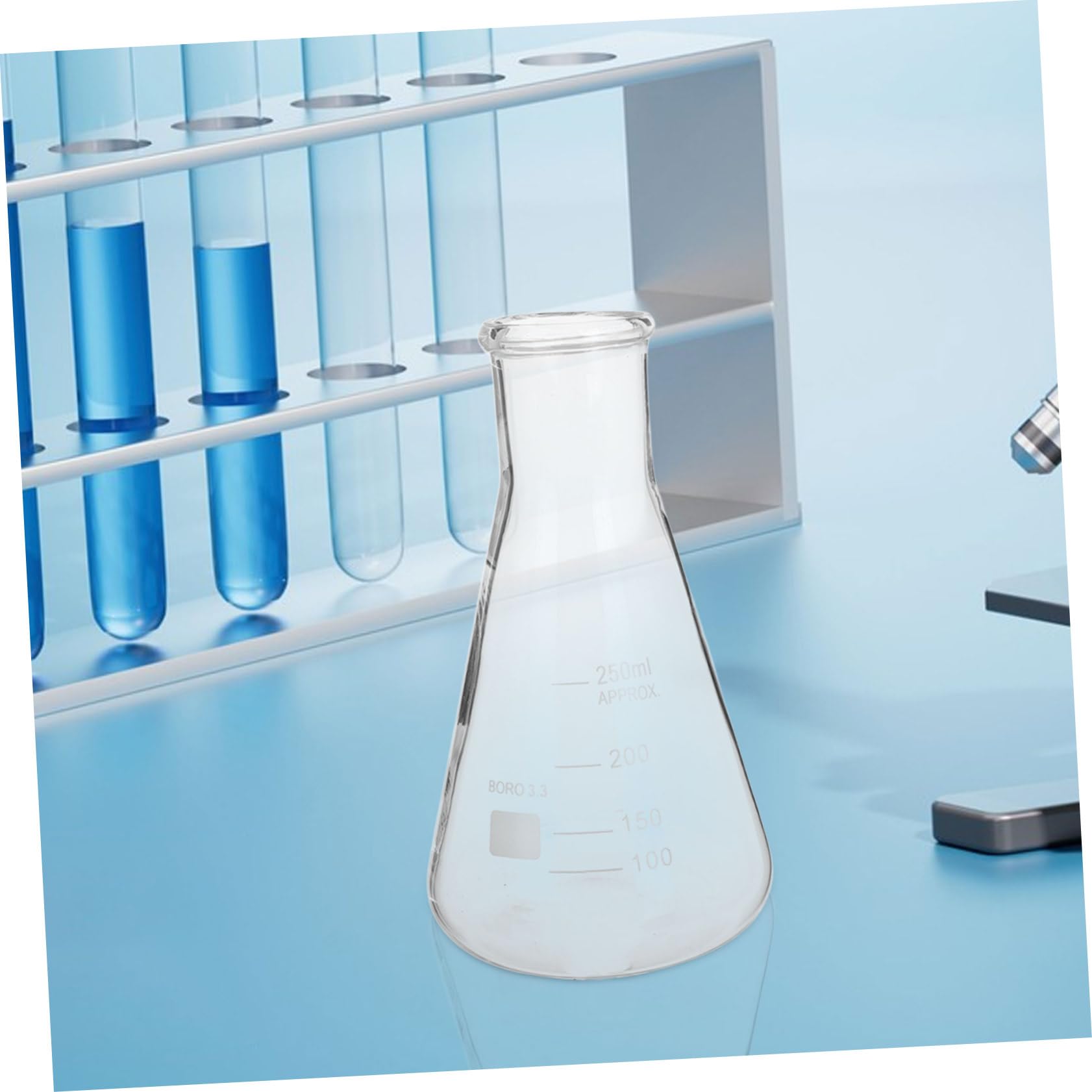 Gatuida Matraces Erlenmeyer de Vidrio de Borosilicato Conjunto de 5 Base Triangular Capacidad de 50ml a 1 L, Fácil de Limpiar y Verter para Laboratorio Científico