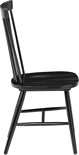 Miniatura 6 de OSP Home Furnishings Eagle Ridge - Sillas de comedor tradicionales de madera maciza estilo Windsor, paquete de 2, color negro