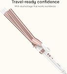 Conair Fer à friser en céramique double long baril 1 po, baril de 1,0 po produit des boucles classiques – pour utilisation sur cheveux moyens et longs, fer à friser | Baril extra-long de 7,5 po (1 po) accélère le coiffage sur cheveux moyens et longs, blanc/or rose, CD708L