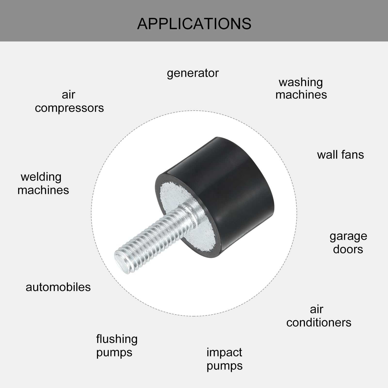 uxcell M6 Thread Rubber Mounts, Vibration Isolators, Cylindrical Shock Absorber with Studs 20 x 15mm 4pcs — Amazon image 5