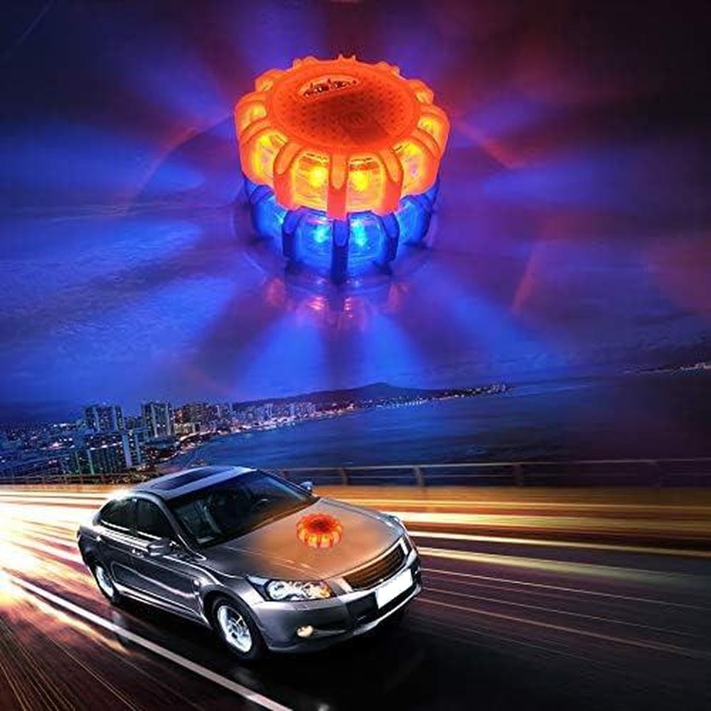 Riloer Balise clignotante LED (lot de 3) - Feu stroboscopique d'avertissement d'urgence étanche - Compatible avec de nombreux véhicules (voitures et bateaux) - Bleu