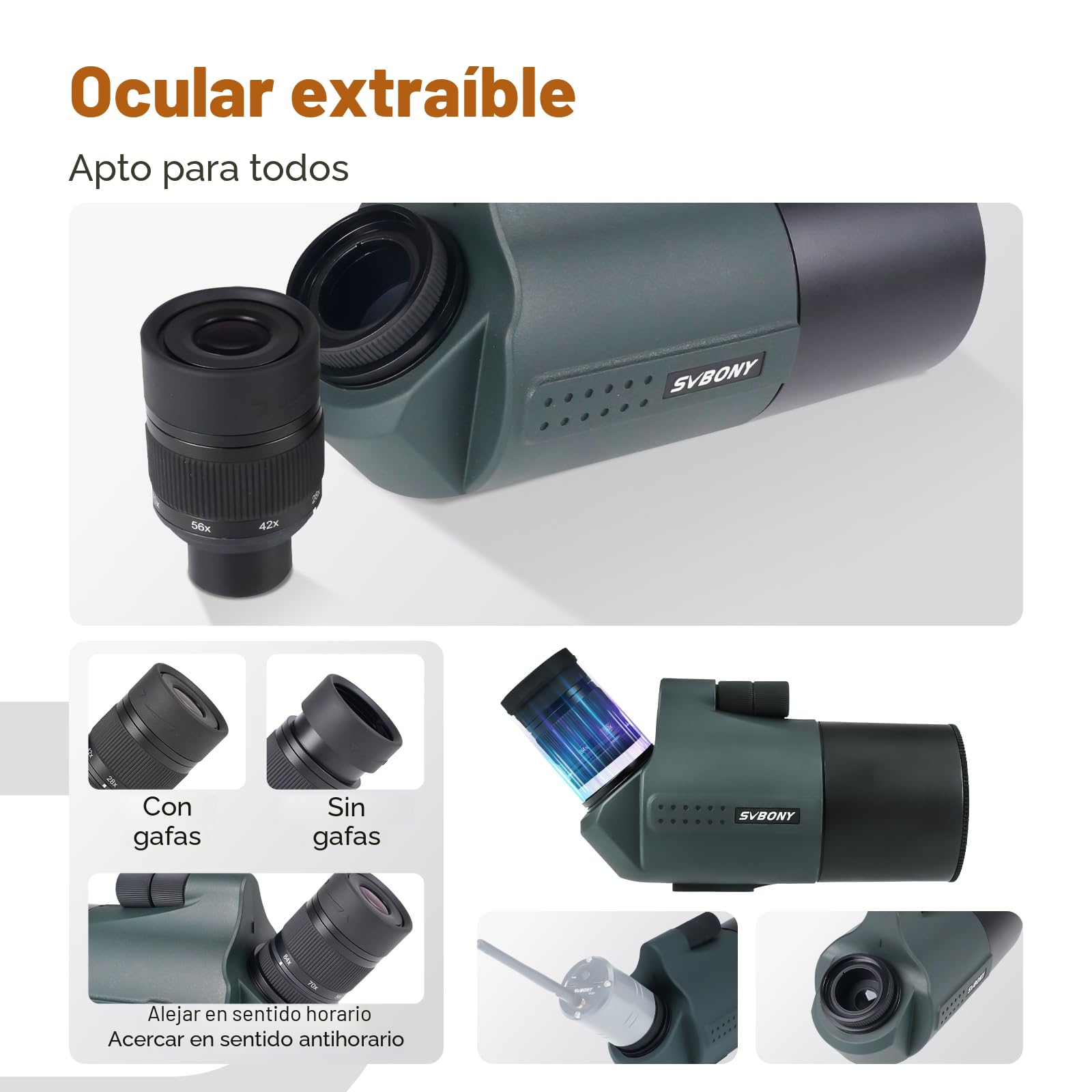 Svbony SV41Pro Mak Telescopio Terrestre con Trípode, 28-84X80 FMC, Enfoque de Doble Velocidad, Catalejos Compatible con Cámara WiFi SC001, Spotting Scope para Tiro al Blanco Caza, Astronomie, Aves