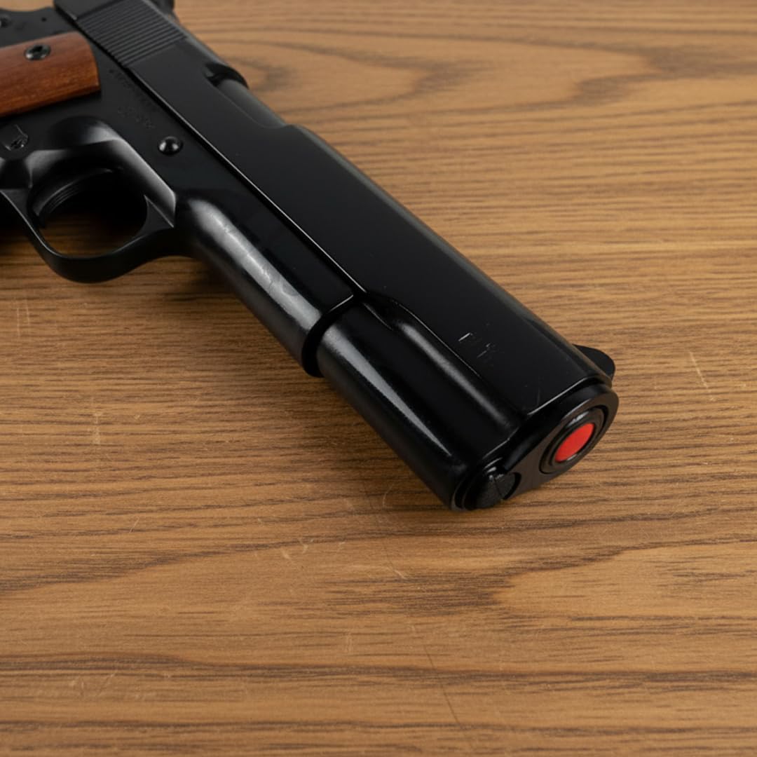 Pistola a Salve Mod. 1911 Top Firing 9 mm, Segnalatore Acustico Scacciacani/Addestramento, Nera e legno - Kit con Olio Ballistol incluso