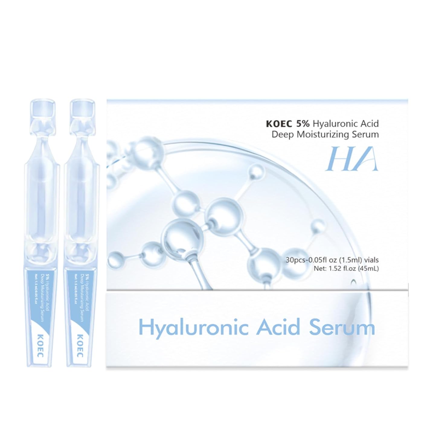 ZAMANIYA 5% Hyaluronic Acid Serum Ultra-Moisturizing Vials,Hyaluronic Acid Facial Serum, Single-Use Hyaluronic Acid Tubes,Intensive Hydration,Enhances Skin Elasticity,Pre-Makeup Moisturizing Care (1 Box of 30)