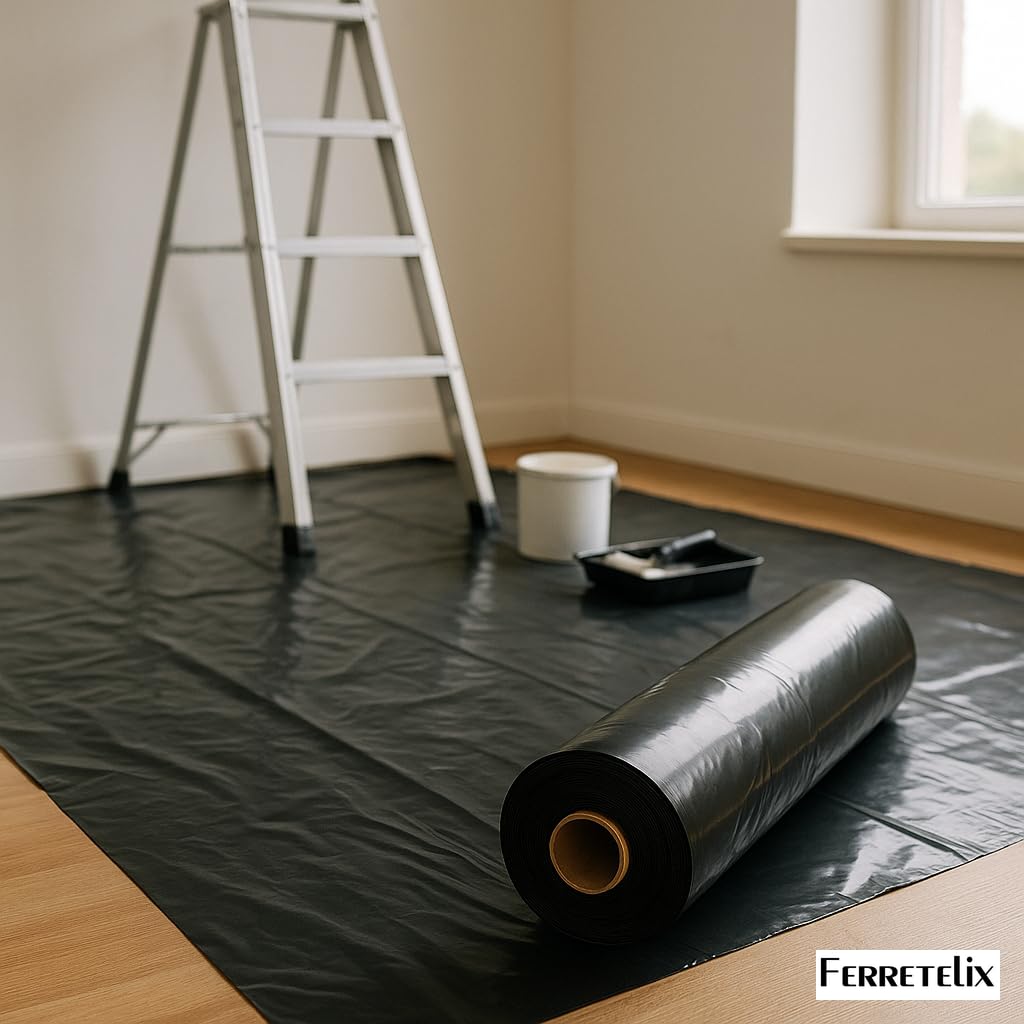 FERRETELIX® Rollo de Plástico Negro Solera para Construcción Agricultura Galga 800-4 mts x 70 mts (280 m²) Plegado a 1,1 mts