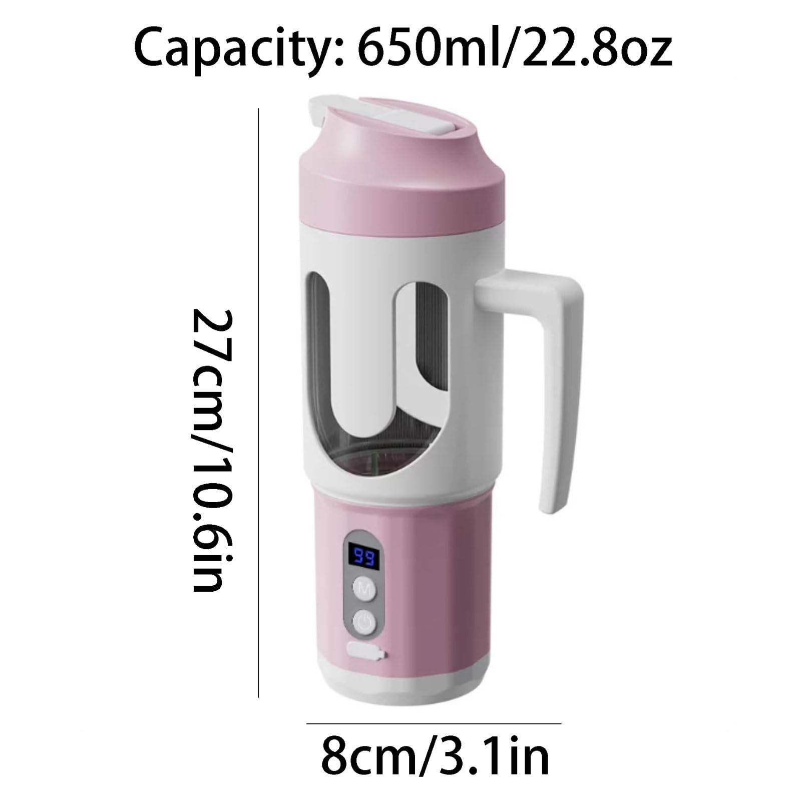 Potężny plastikowy ręczny blender z wylewką łykową Potężny mini mikser elektryczny USB do miksowania i wyciskania lodu (szary)